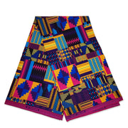 6 Yards - Afrikanischer Multicolor Kente Druckstoff KENTE Ghana wax Stoff AF-4034 - 100% Baumwolle
